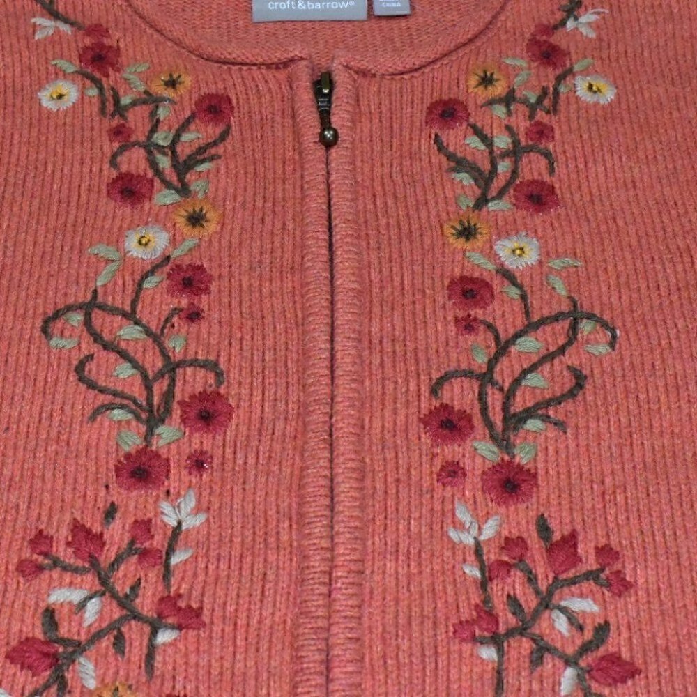 Croft & Barrow Womens Long Sleeve Embroidered Cardigan Sweater Size XL - Picture 7 of 11